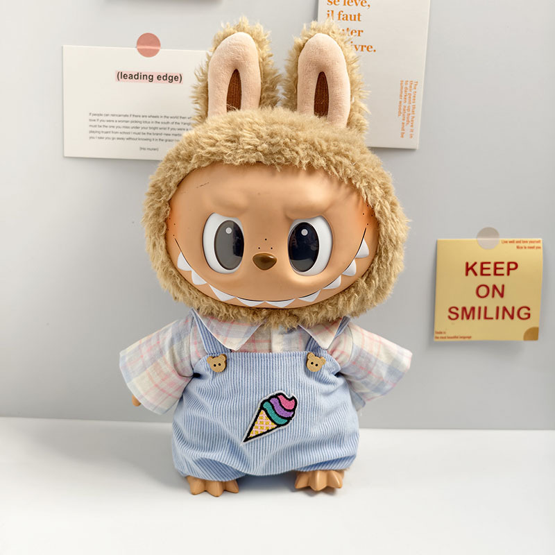 Ropa de muñeca de peluche de vinilo Labubu de 38cm para ropa de muñeca La Bu Time to Chill