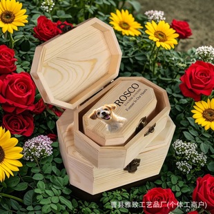 Cross-Border Simple Wooden Pet Urn Manufacturer Supplies Printable Logo Home Commemorative Pet Funeral Urn