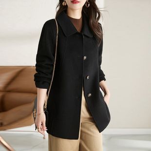 Longfengni 350g autumn and winter new coat long slim slim doll collar small woolen coat women