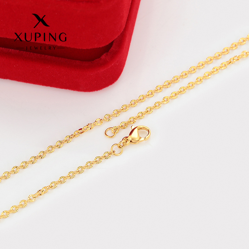 Xuping estilo simple acero inoxidable 24k color superposición fácil de usar cadenas clásicas diarias hebilla de langosta accesorios para mujeres