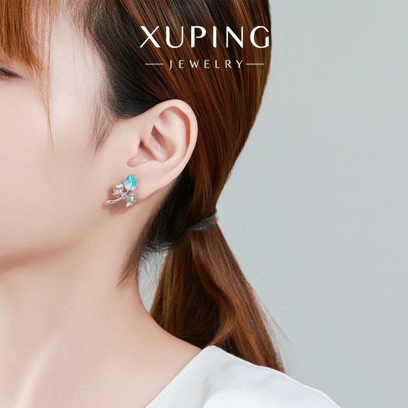 Xuping moda gradiente goteo serie de auriculares de tulipas temperamento simple arco chapado blanco auriculares al por mayor mujeres