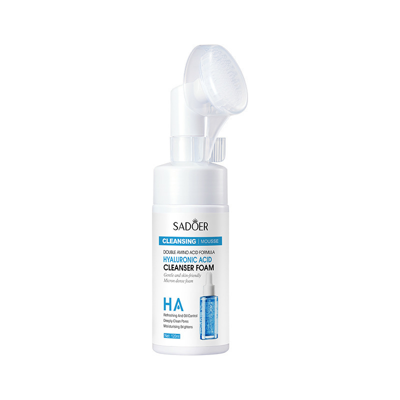 Espuma limpiadora facial SADOER pure English con aminoácidos de plantas y frutas, con cabezal de cepillo, venta al por mayor para comercio exterior transfronterizo.