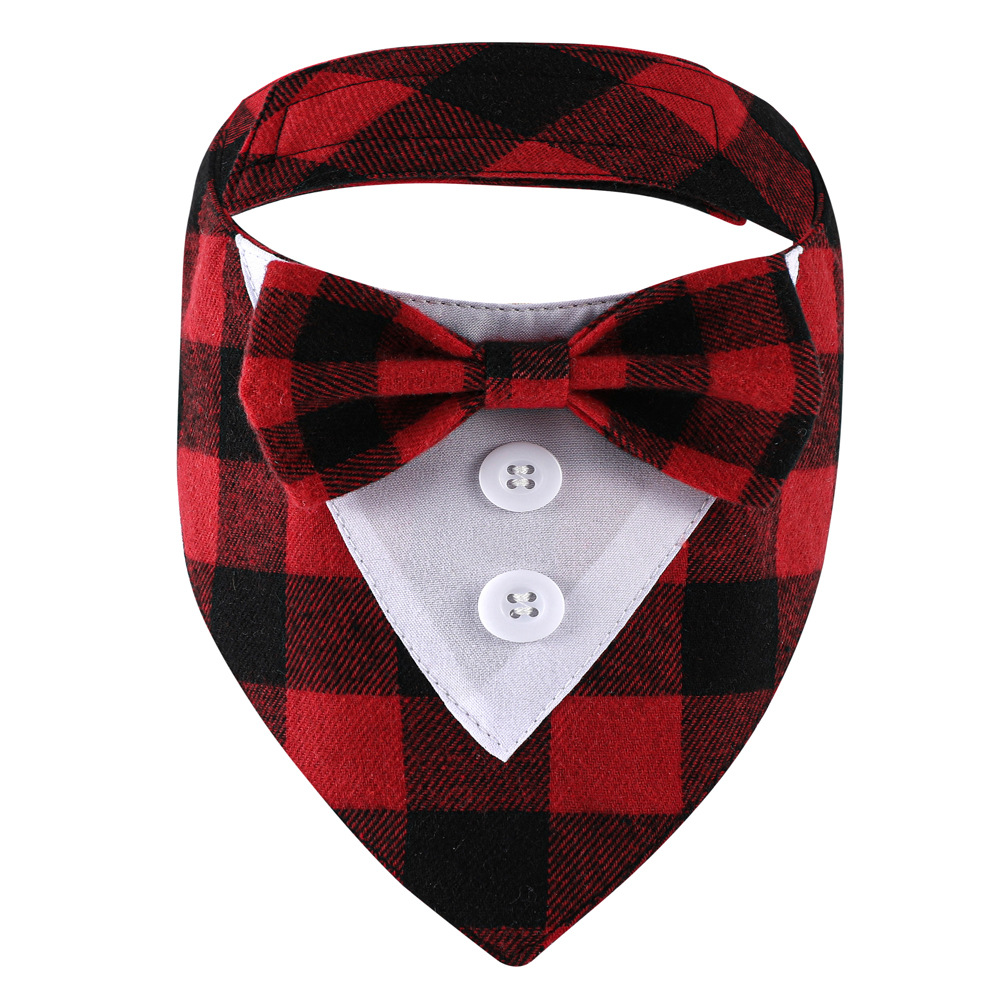 Tanpopo Cross-border Spot Traje de boda británico Toalla de saliva para mascotas Bufanda para perros Toalla triangular para mascotas con velcro