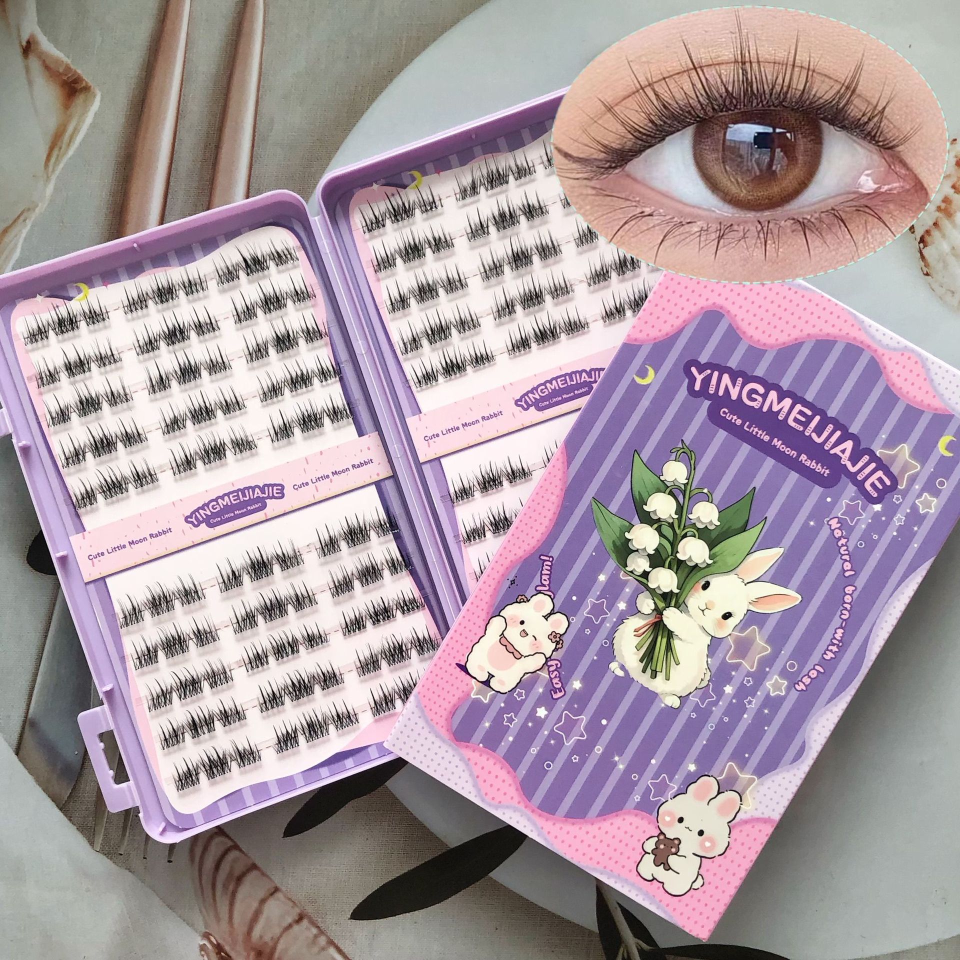 20 filas de paquete de caja de regalo de pestañas falsas transfronterizas, pestañas falsas densas, pestañas falsas sin pegamento.