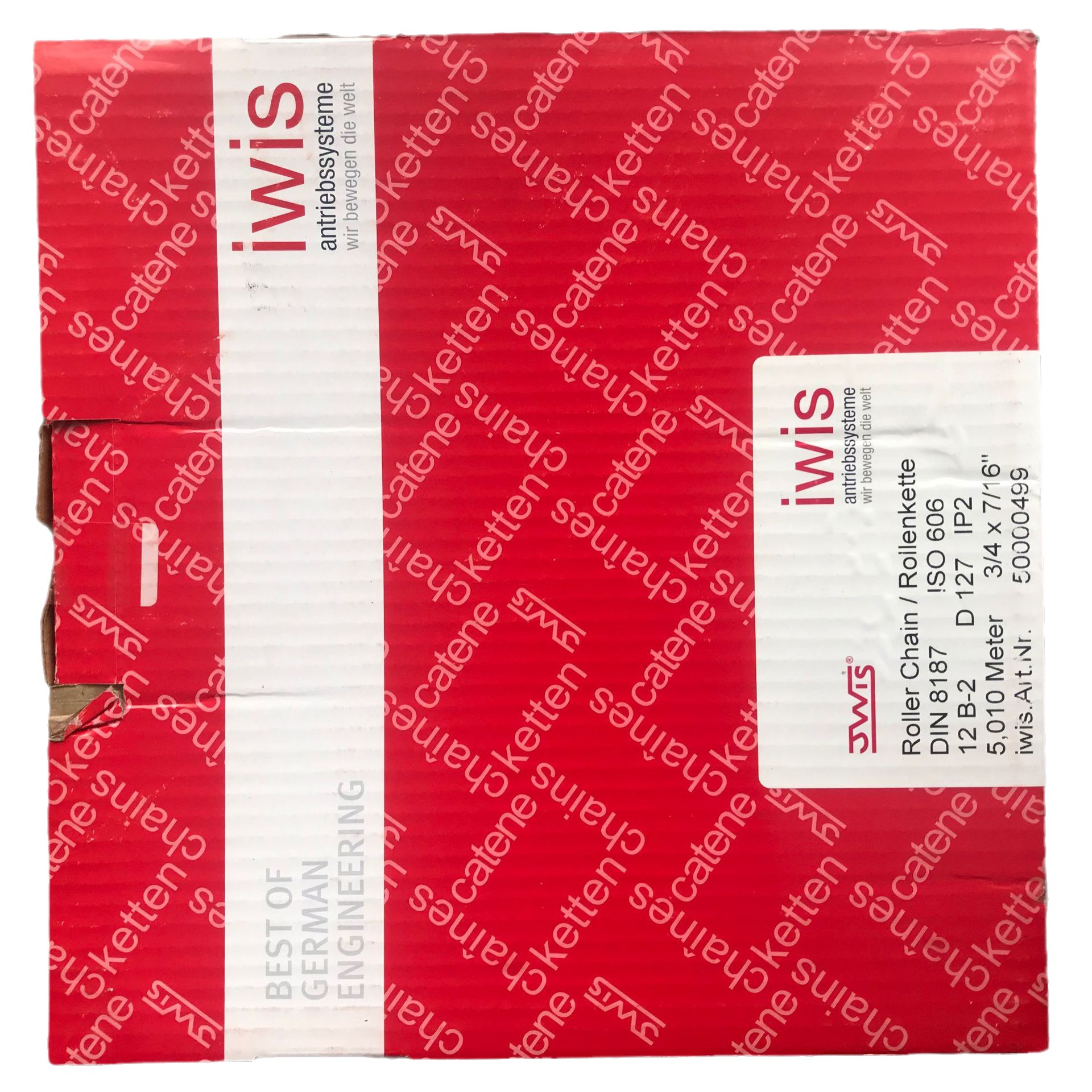 现货德国原装进口IWIS 12B-2  DIN8187 双排滚子链条 碳钢链条