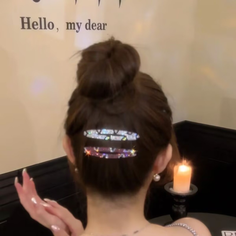 新しいヒョウ柄ラインストーンBBクリップ、女の子用、額前髪サイドクリップ、後頭部クリップ、女性用ヘアアクセサリー|undefined