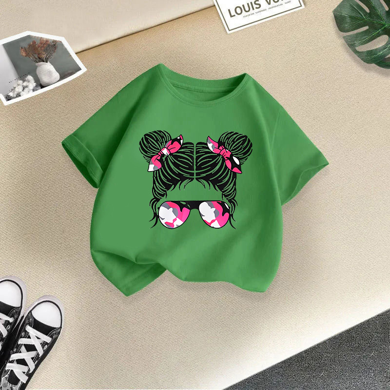 Ropa para niños transfronterizos 2024 verano nuevas camisetas de manga corta para niños y niñas tops de cuello redondo de moda bebé de media manga de algodón
