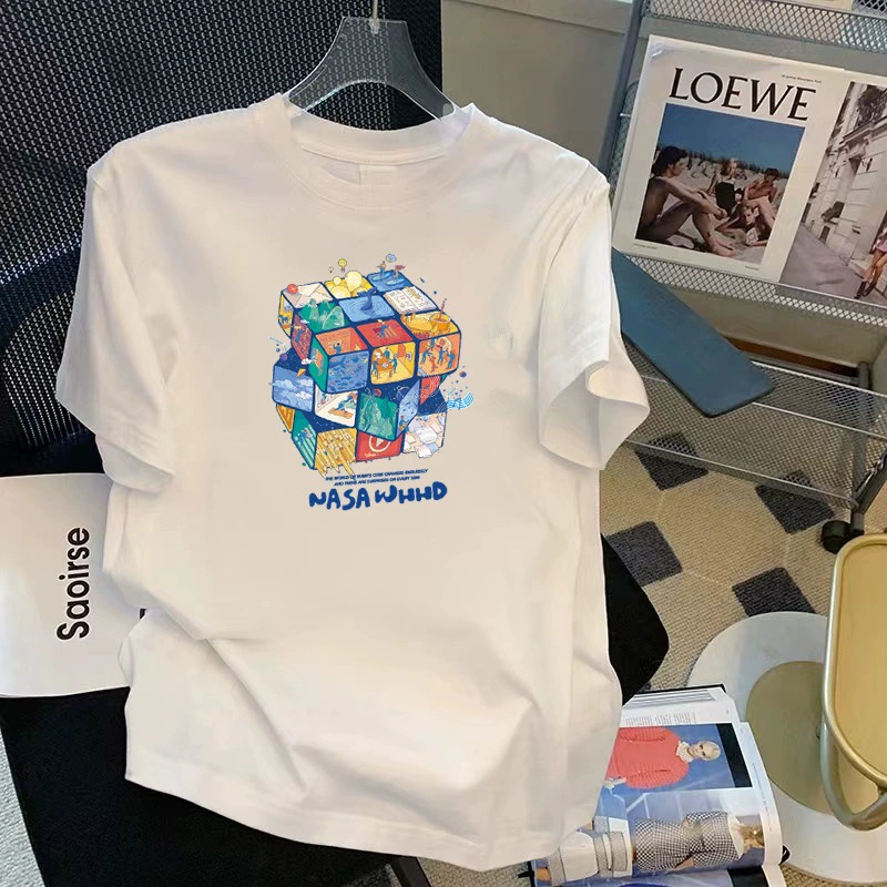 Летняя хлопковая базовая футболка с коротким рукавом, свободного кроя, oversize