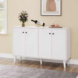 亚马逊跨境餐边柜厨房餐具储物柜客厅4门白色茶水收纳柜置物碗橱