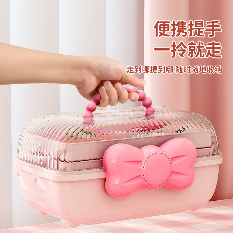 ヘアアクセサリー収納ボックスヘッドロープネックレスグー大容量家庭用透明カバー層別デスクトップ子供用ヘアアクセサリー収納|undefined