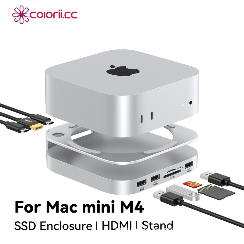 Suitable for Mac Mini M4 Bracket Base M.2 Solid State Drive HDMI Docking Station Interface Expansion Usb3.2