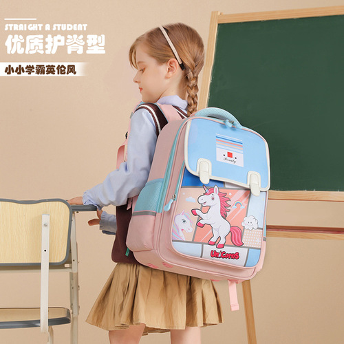 New primary school student schoolbag men's lightweight burden-reducing spine-protecting dinosaur large-capacity PU leather children's backpack for grades 1-6