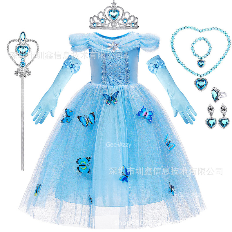 Butterfly Frozen Princess Dress Elsa Dress Girls Elsa Cinderella Dress Birthday Dress Dress Summer