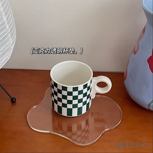 Niche Korean Style Ins Extremely Simple and Creative Acrylic Asymmetrical Transparent Coaster Insulated Decorative Plate Table Decoration