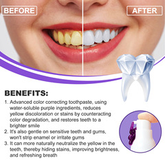 EELHOE Purple Whitening Toothpaste Cleans Teeth Stains and Odors, Whitens Teeth, Cares Gums, Oral Care Toothpaste