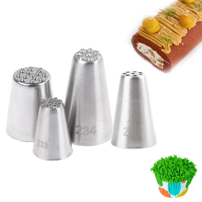 235#小草裱花嘴 8孔蒙布朗拉线草地奶油挤花嘴 烘焙工具