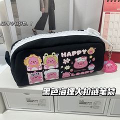 小紅書新款卡通海狸印花大拉鏈筆袋ins高顏值大容量可愛學生筆袋