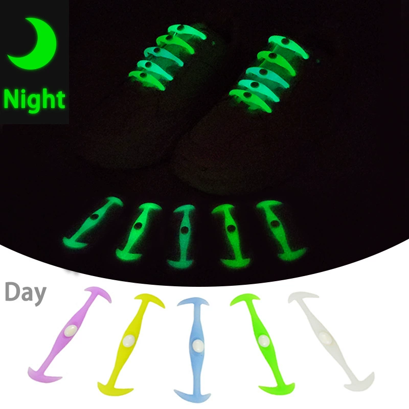Заводские прямые креативные светящиеся силиконовые шнурки эластичные для взрослых детей универсальные светящиеся рога ленивые шнурки