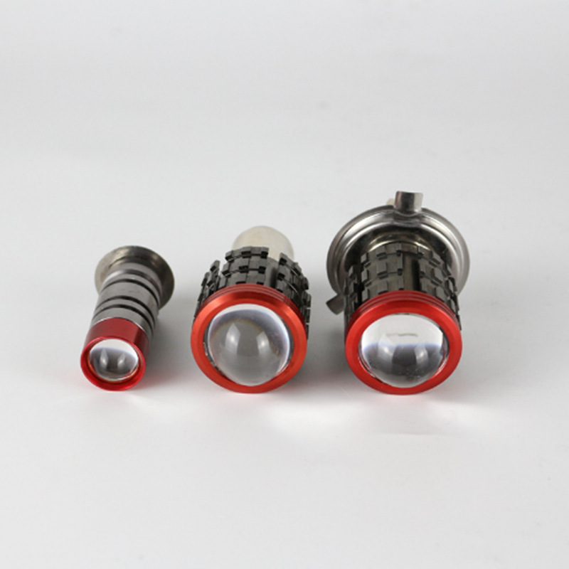 Lentes de motocicleta pequeñas armas de acero lámpara LED foco delantero incorporado lámpara eléctrica H4 luz alta y corta en dos colores