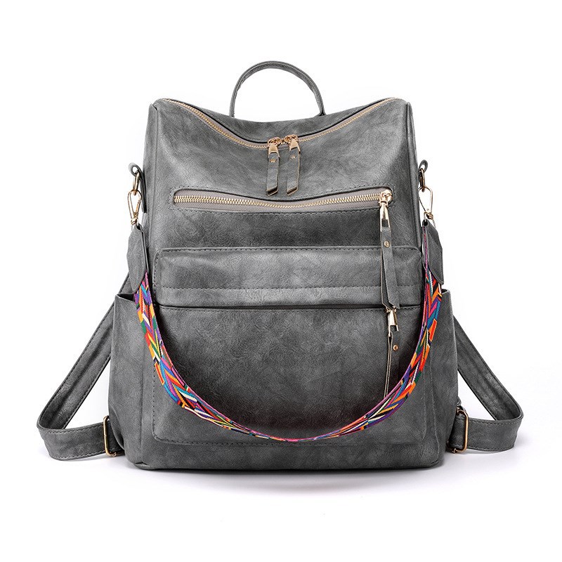 Soft leather texture bag 2022 autumn and winter New Japanese and Korean fashion retro single shoulder simple leisure travel backpack