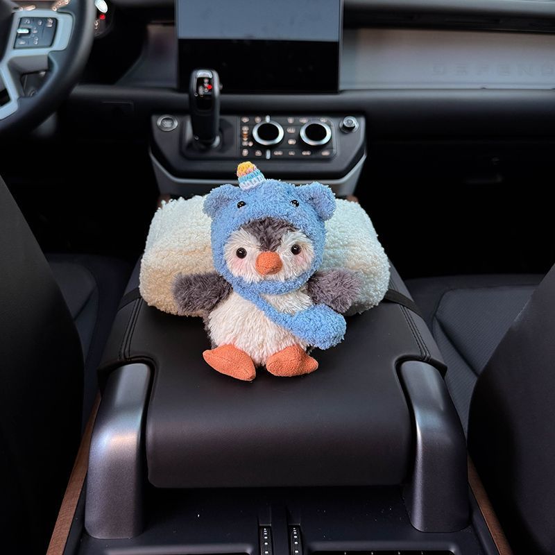 2025 New Cute Penguin Doll Car Armrest Tissue Box, Car Interior Storage Tissue Bag, High-end Style for Women