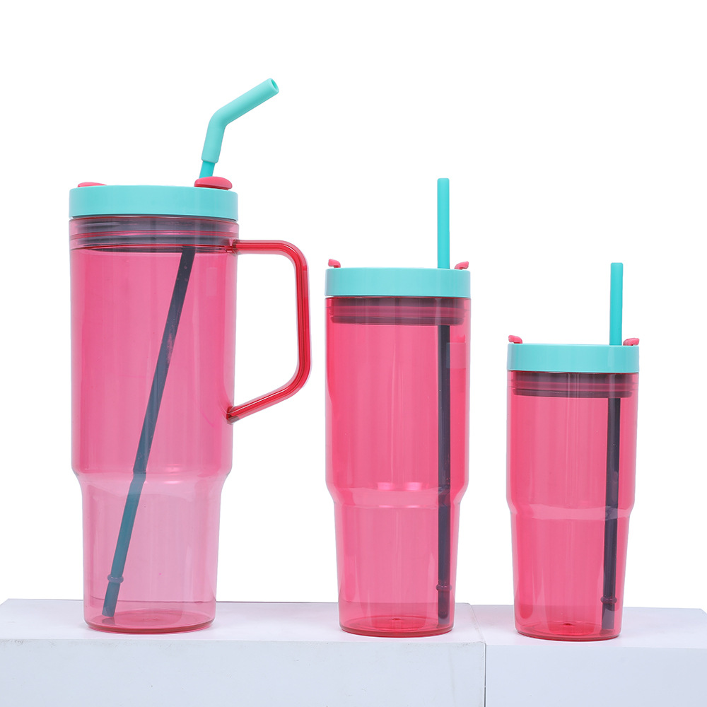 Taza de coche de comercio exterior transfronteriza de 40oz Taza de plástico gigante Juego de tres piezas con pajita Taza de agua de gran capacidad y alto valor