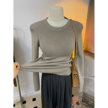 修身显瘦长袖针织衫女2025年春季纯色圆领百搭打底衫上衣软糯毛衣