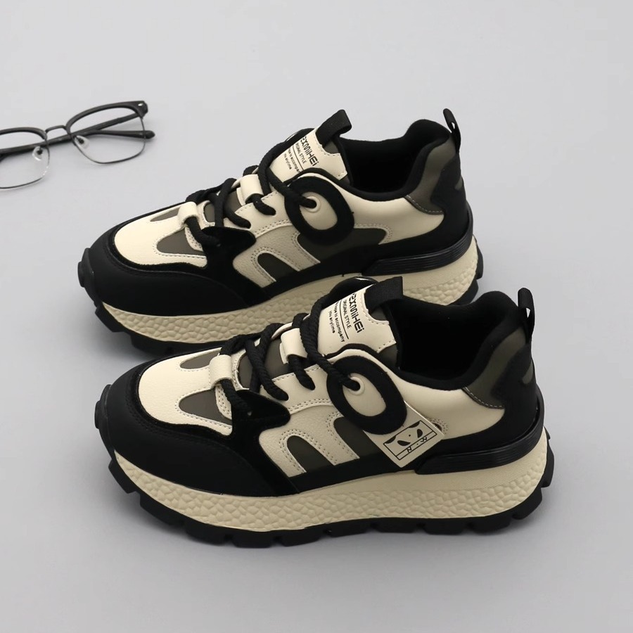 Stazione europea Waffle Gump scarpe da donna 2024 autunno e inverno nuove scarpe di marca alla moda casual e versatile con punta tonda stringata_voghion.com
