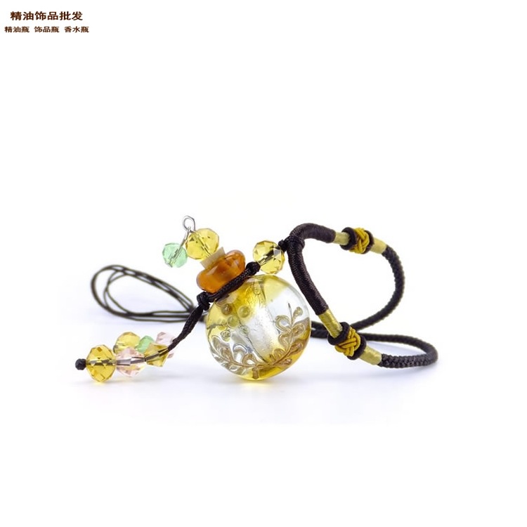 精油饰品网金黄色扁圆双扣绳巴洛克琉璃瓶项链6.jpg