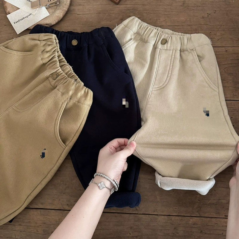 Children's winter trousers for boys, velvet leggings for leisure, increased thickness