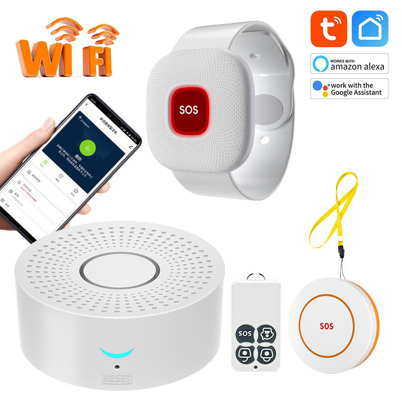 涂鸦wifi老人呼叫报警器无线家用养老院医院sos紧急求救按钮主机