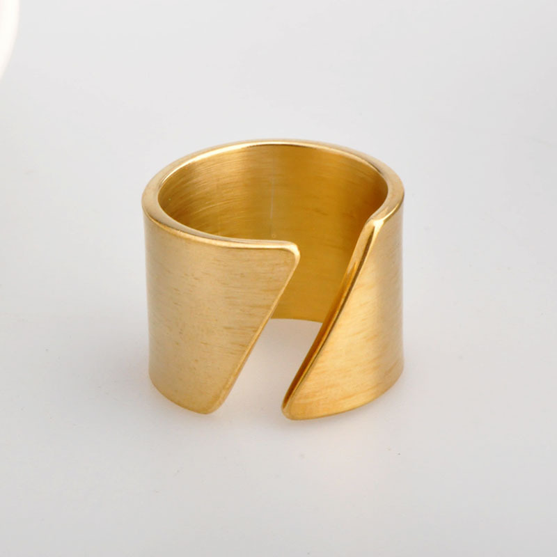 18K Real Gold Plated Plating Material Open Ring Classification Street Occasion PVD Coated Real Gold Plated 18K Gold Geometric Stainless Steel Simple Style Waterproof Non Tarnish Wide Band Ring Open Ring