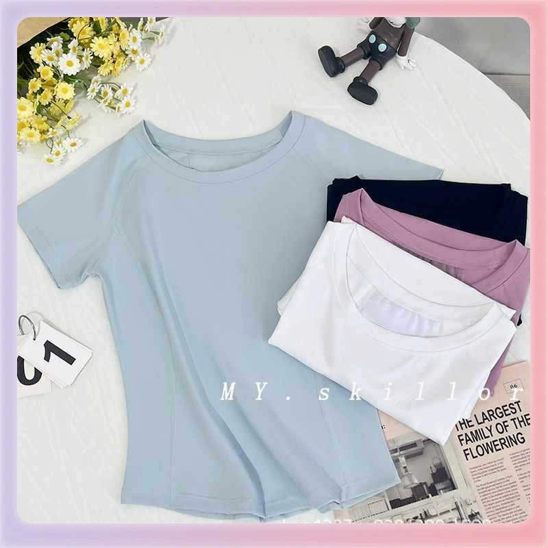 ✅ Лулу спортивная футболка с сетчатыми вставками, полуперчатки, топ с круглым вырезом, дышащая, короткий рукав, телесный цвет, лето 2024