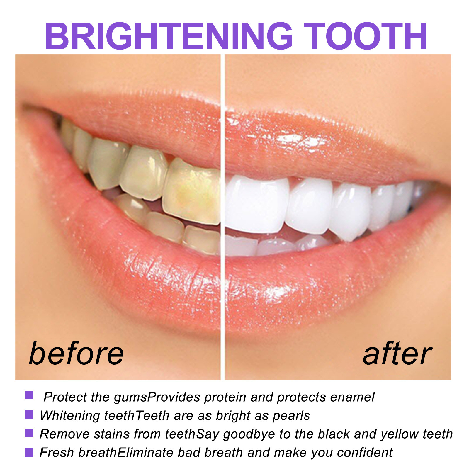 OUHOE Vijolična čisti madeže, neguje dlesni, ustni zadah in osvežilno beli zobno pasto_voghion.com