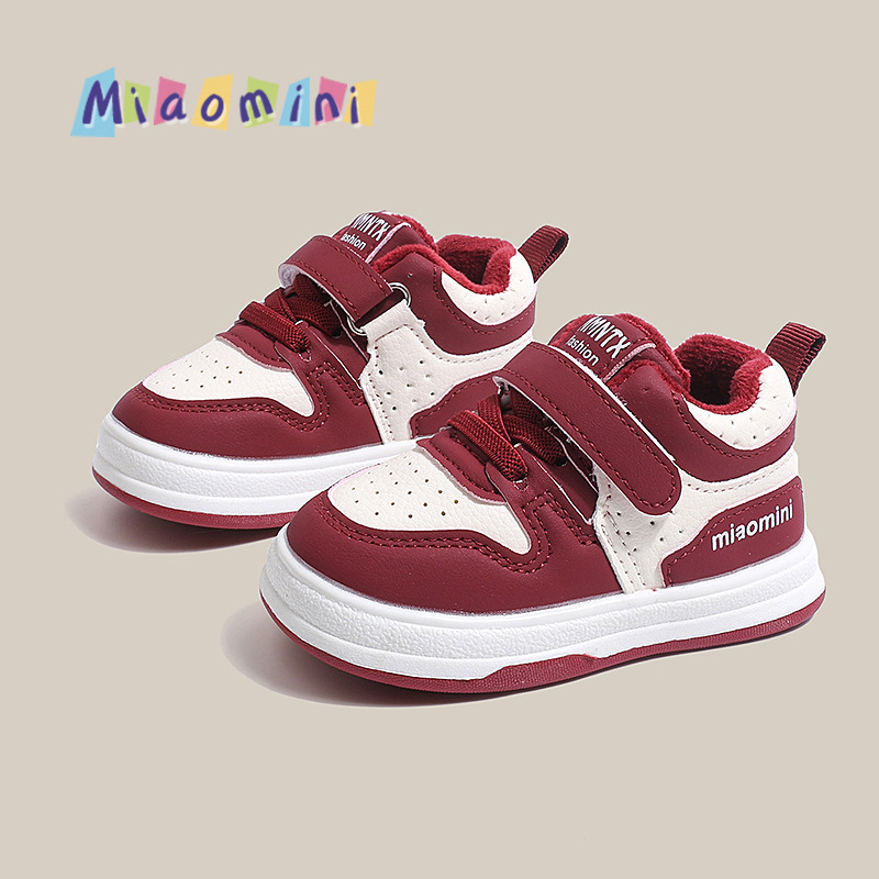 Scarpe invernali per neonati, foderate in cotone, impermeabili, sportive, con tomaia in pelle e fodera in pile, per bambine e bambini da 1 a 3 anni._voghion.com