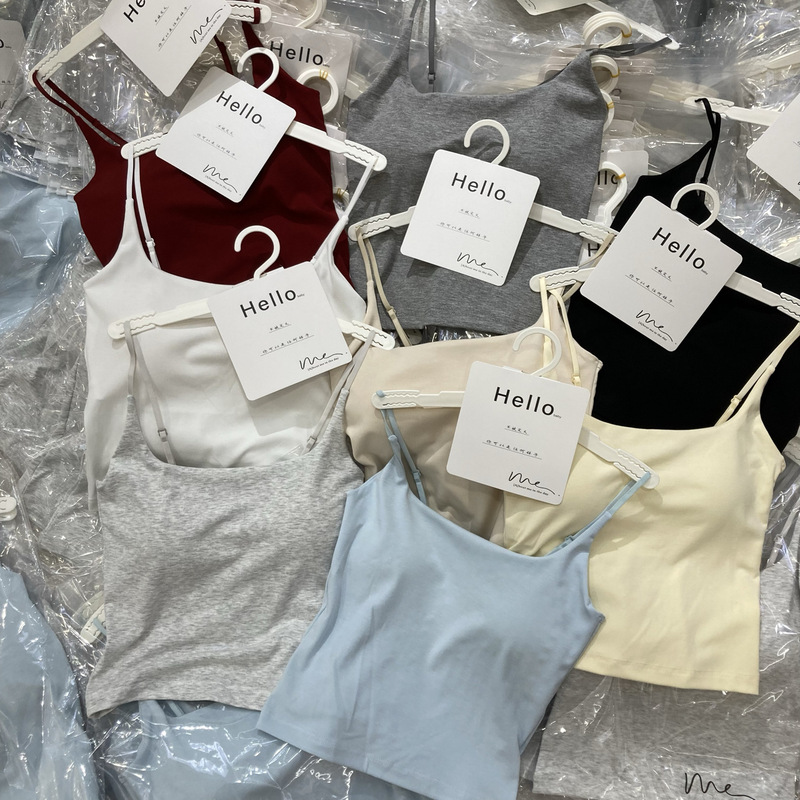 Hello New Color 702 Modal One-piece Latex Pad Beauty Back Tube Top Sling Mid-length Base White Vest