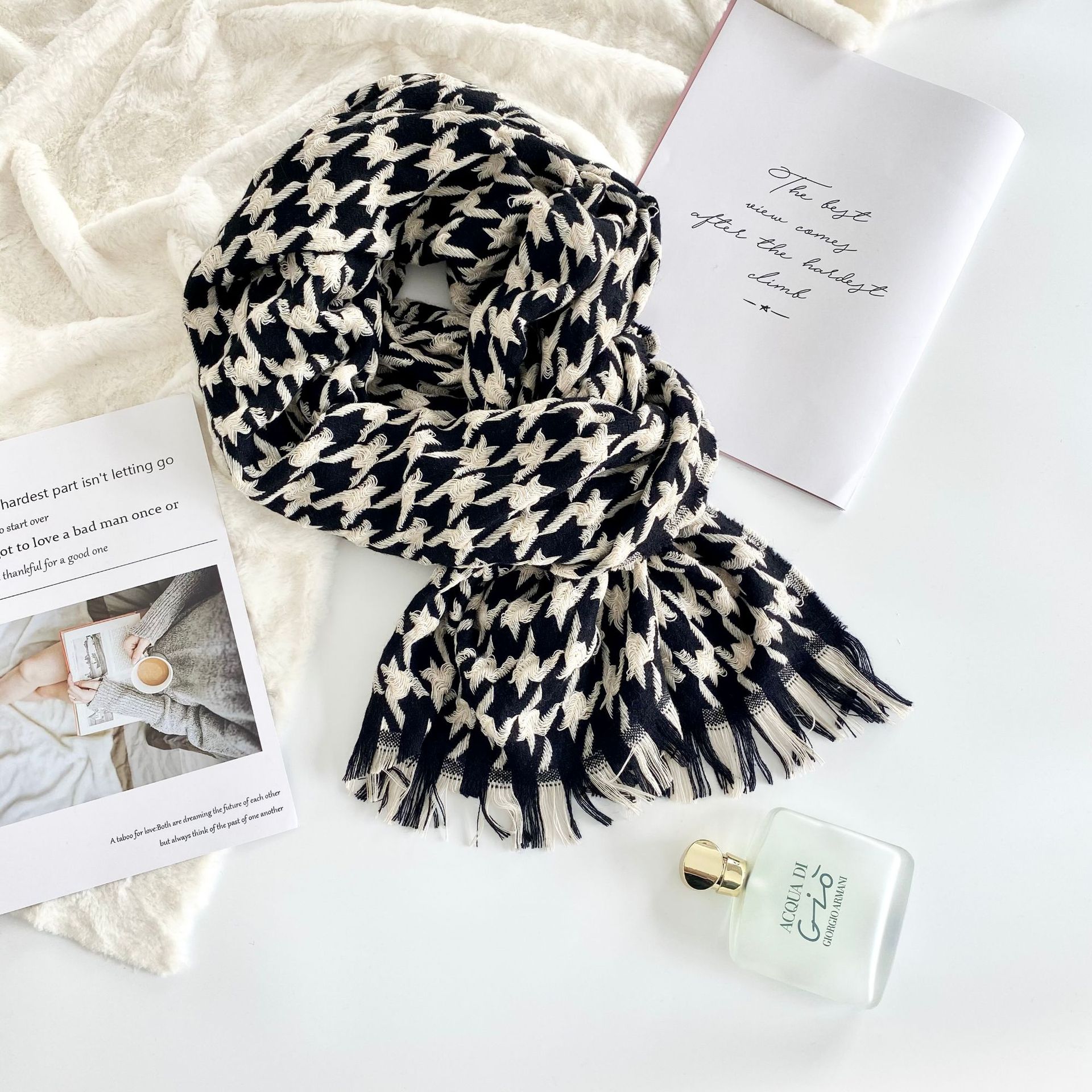 Scarf Classification Women's Fashion Houndstooth Polyester Scarf