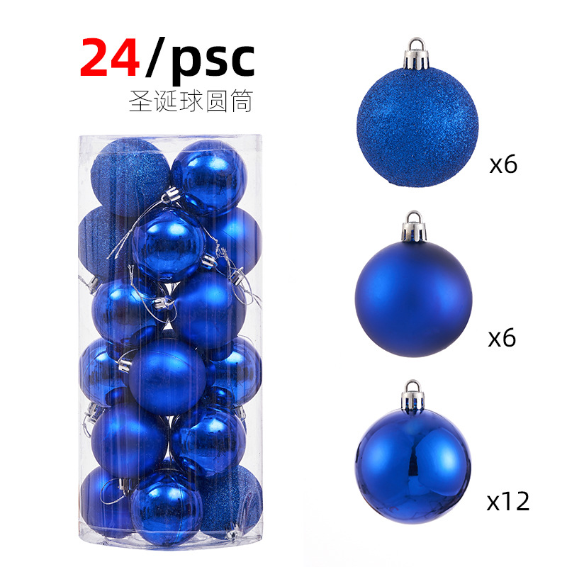 Adornos de Navidad 3/4/6/8cm24 juego de bolas de Navidad bolas de colores bolas de plástico galvanizado colgante de árbol de Navidad