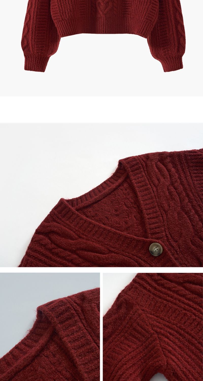 Polyester, Deer Plush Fabric Type Short Top Length Cardigan Tops Type Wholesale Women's Casual Solid Color Long Sleeve Button Sweaters & Cardigans