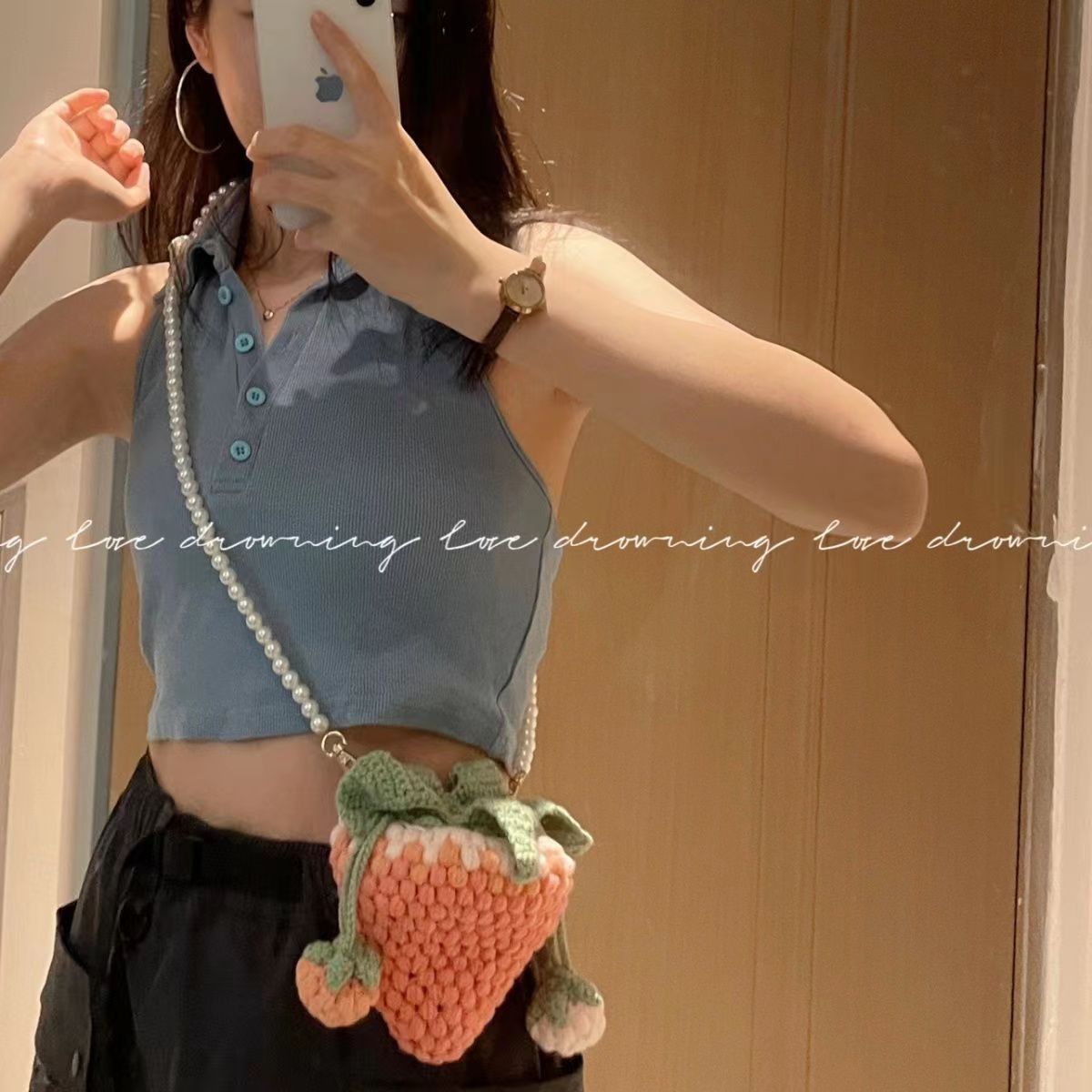 핑크 그라디언트 딸기 가방 (소재 가방) 도구 튜토리얼 소재 가방 슬렁 진주