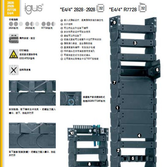 德国IGUS尼龙拖链2828-2928-R7728全封闭拖管-有效保护管线