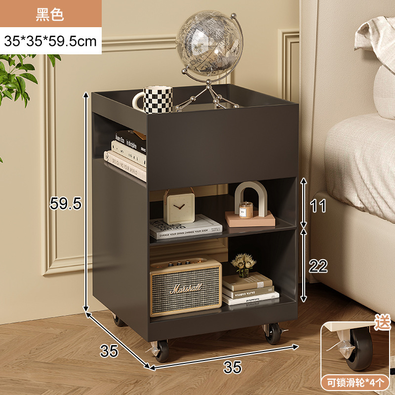 Estante de mesita de noche simple, estante de hierro extraíble, dormitorio doméstico, red roja, carro creativo, almacenamiento, armario lateral