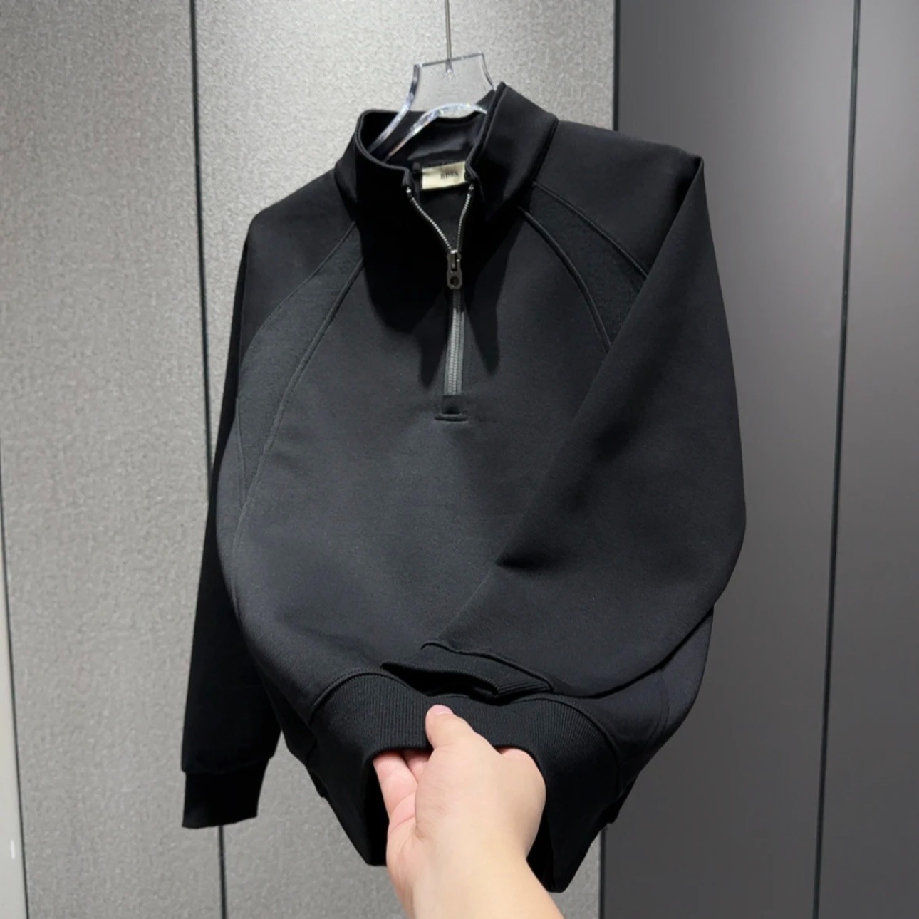 Men's Long Sleeved Sweatshirt Half Zip Stand Up Collar Casual Top Base Layer Shirt For Spring Autumn Winter 2025_voghion.com