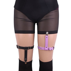 日韓原宿軟妹子性感皮質吊襪帶襪夾歐美情趣街拍腿環腳環飾品