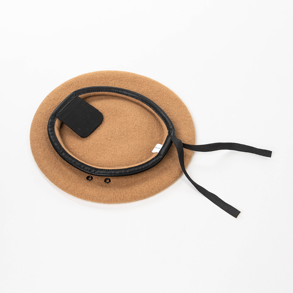 Otoño y invierno lana caliente boina profesional simple cubierta de cuero PU sombrero profesional ajustable cordón sombrero de seguridad