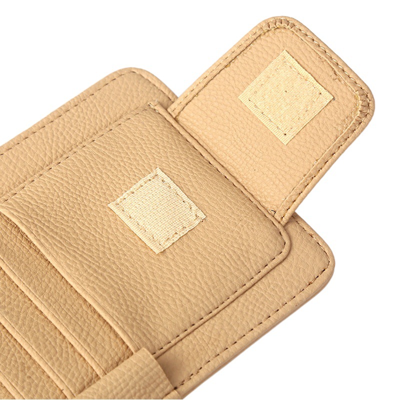 Car leather pattern car sun visor ticket clip file glasses clip card 4 color pu litchi pattern high speed/gas card