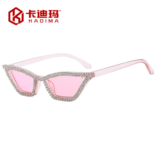European and American new fashion diamond-encrusted cat-eye sunglasses Cross-border ladies elegant high-end sunglasses personalized sunglasses
