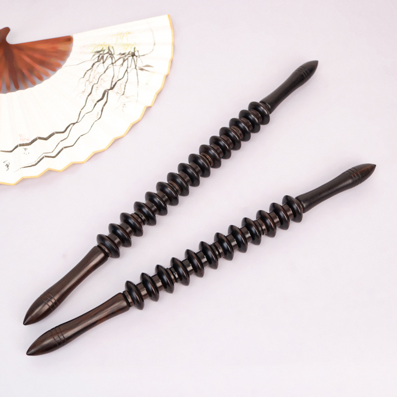 Purple Sandalwood Roller Massage Stick Wooden Massage Meridian Yoga Stick Long Neck Roller Massage