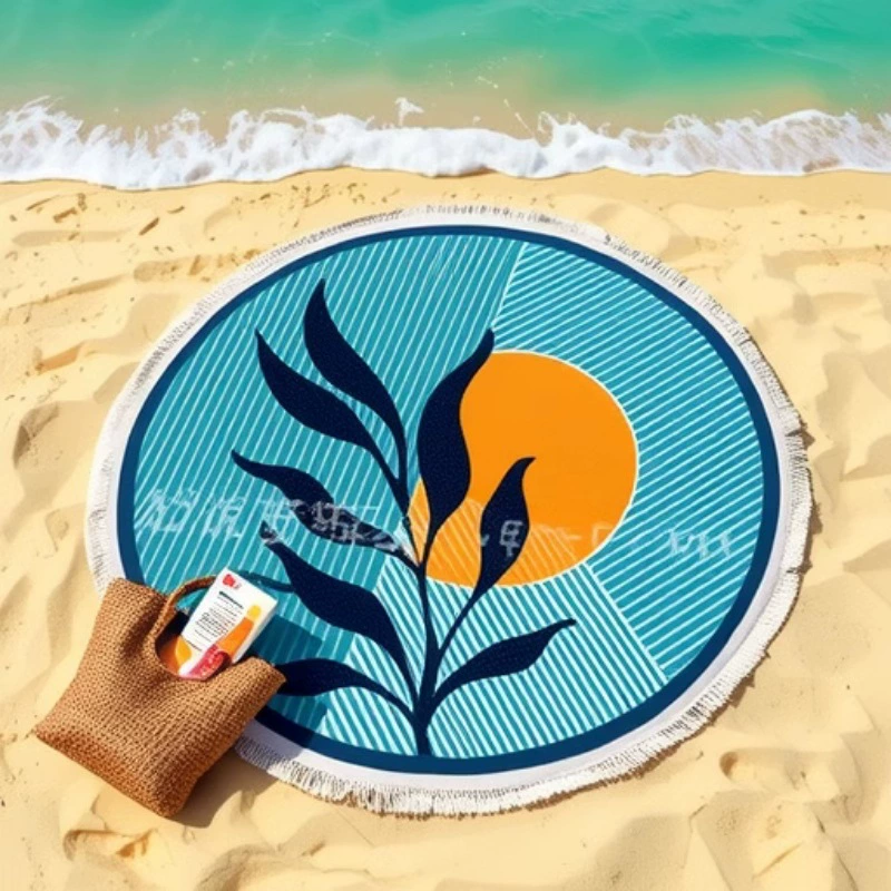 Хлопковое бархатное полотенце с принтом, банное полотенце, пляжное полотенце, хлопковое круглое пляжное полотенце, пляжное полотенце с кисточками