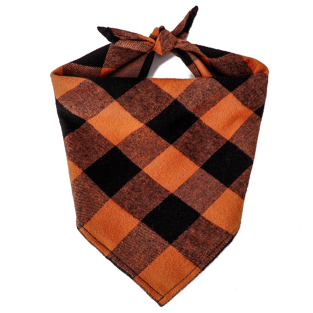 Nuevo algodón Navidad Plaid perro saliva toalla sola capa triángulo toalla Navidad mascota bufanda triángulo toalla